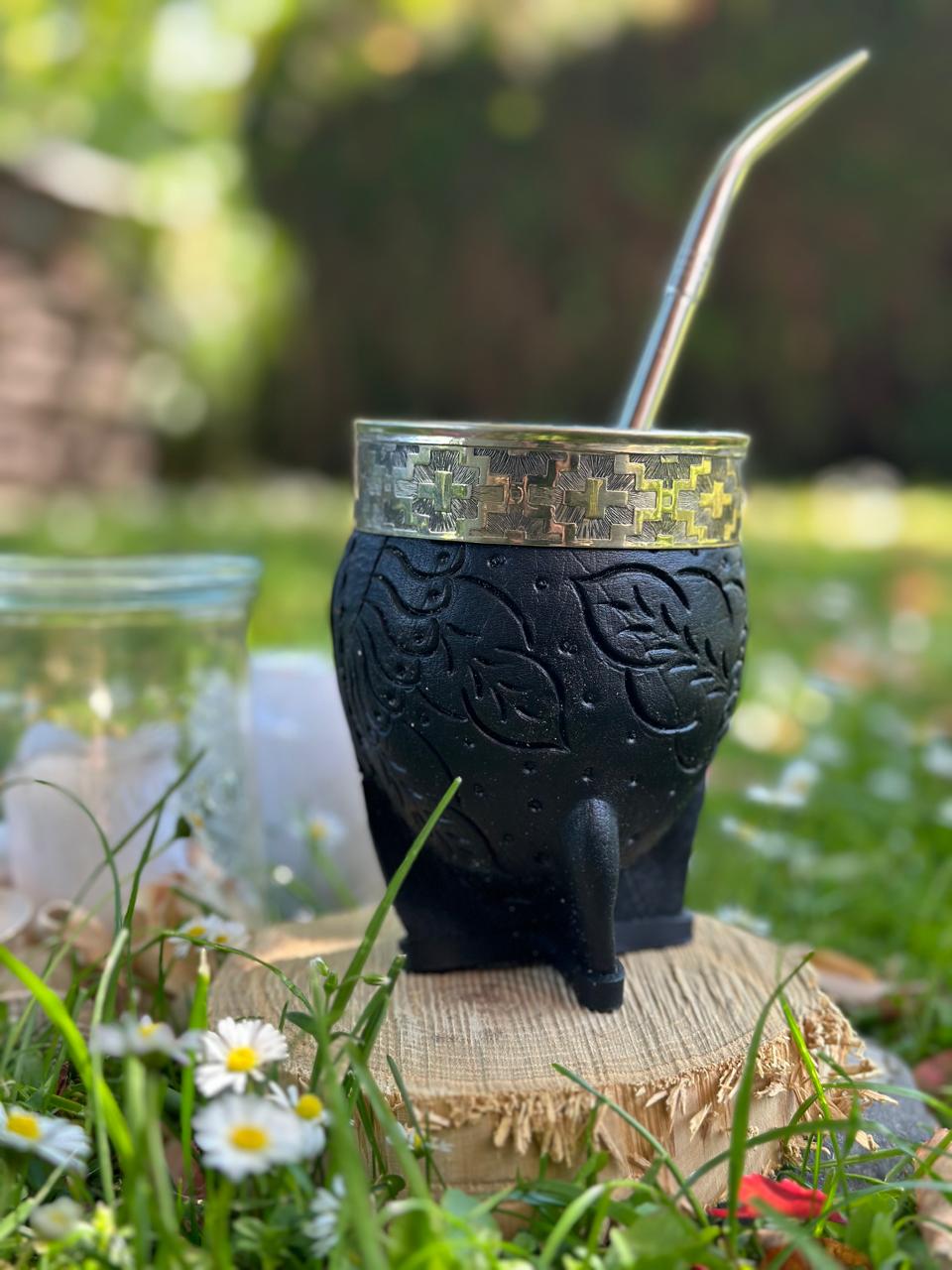 Mate Imperial de Calabaza Forrado en Cuero Cincelado - Der Kleine Markt