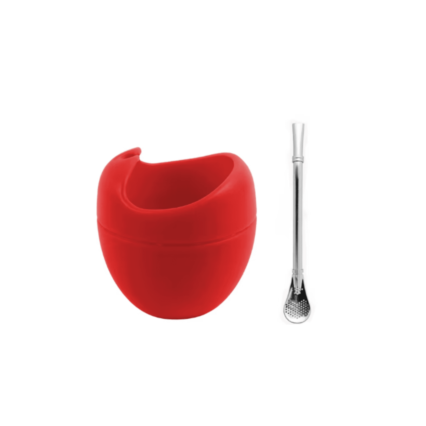 Mate de Silicona Roja con bombilla - Der Kleine Markt