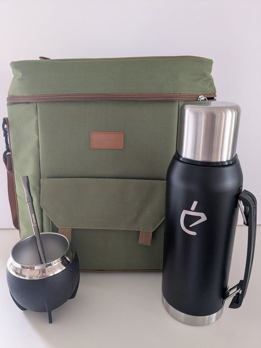 Set Completo Un Mate Premium: Matero + Mate Acero Inoxidable + Termo 1L + Bombilla Negra – ¡El Kit Ideal para Expats! 🧉 - Der Kleine Markt